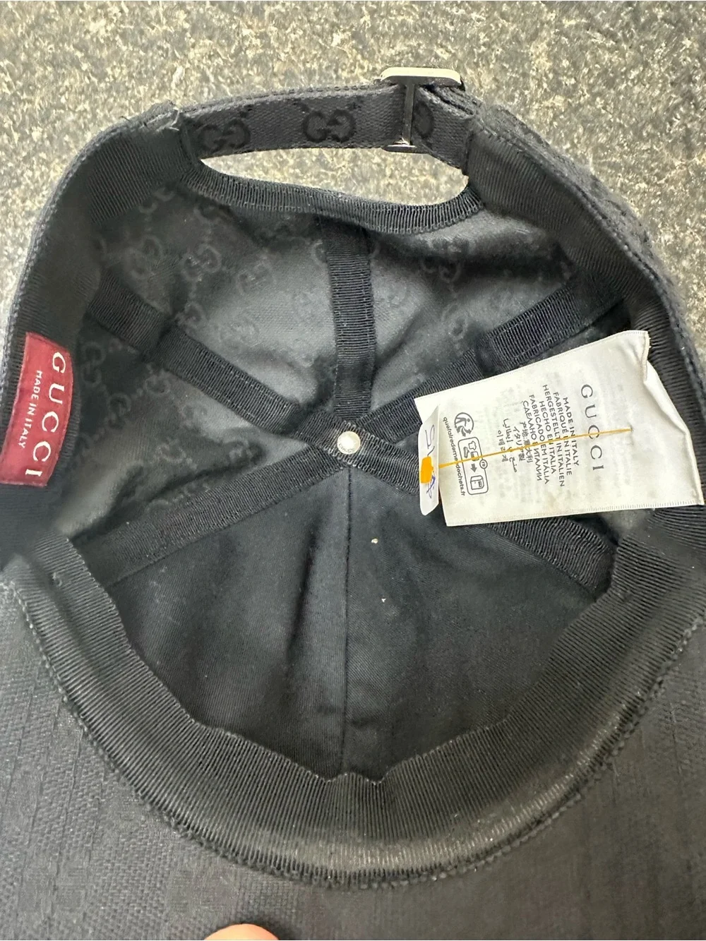 Gucci Black Baseball Cap with Red & Green Center Stripe